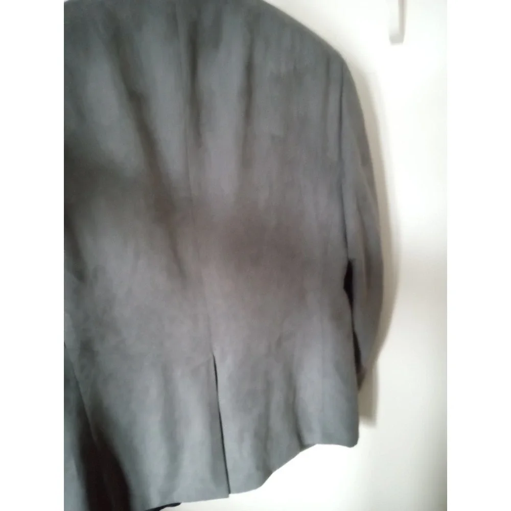 Mens Gray Blazer Jacket‎ 44 Regular 100% Polyester Button Front Stafford Suede
